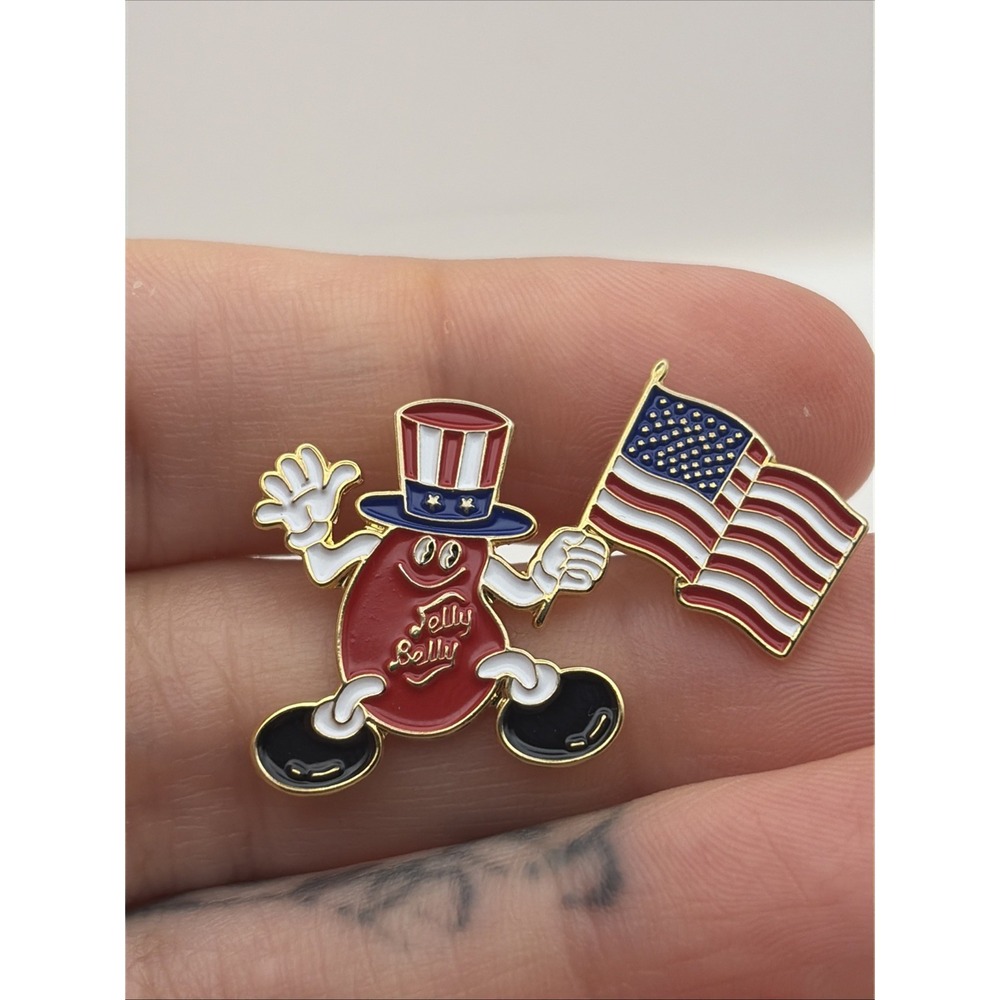 Jelly Belly USA Jelly Bean American Flag Patriotic 4th Of July Lapel Hat Pin
